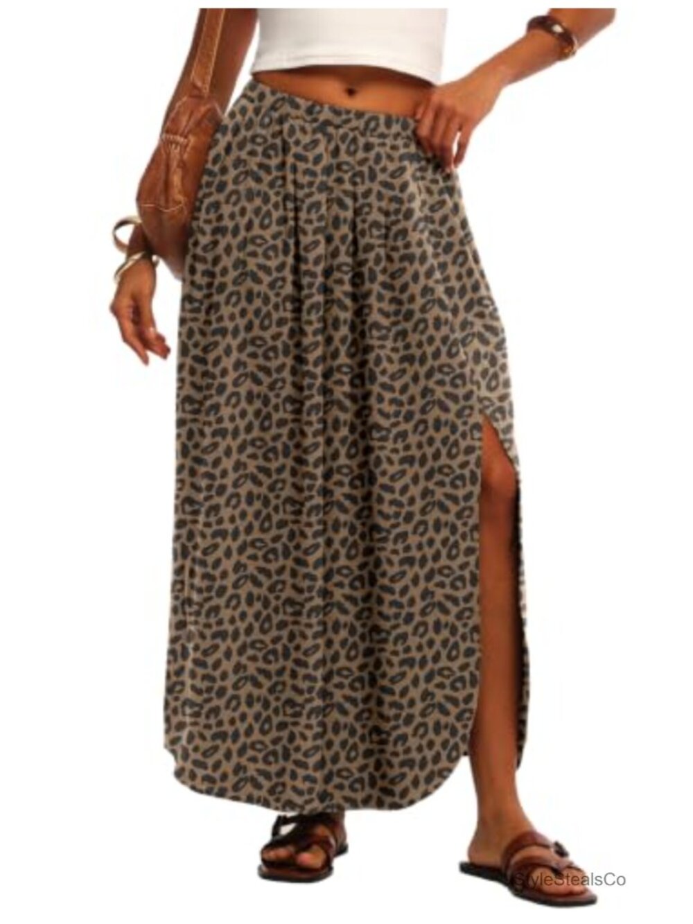 Maxi Skirt High Waisted Flowy A Line with Side Slit Spring Summer